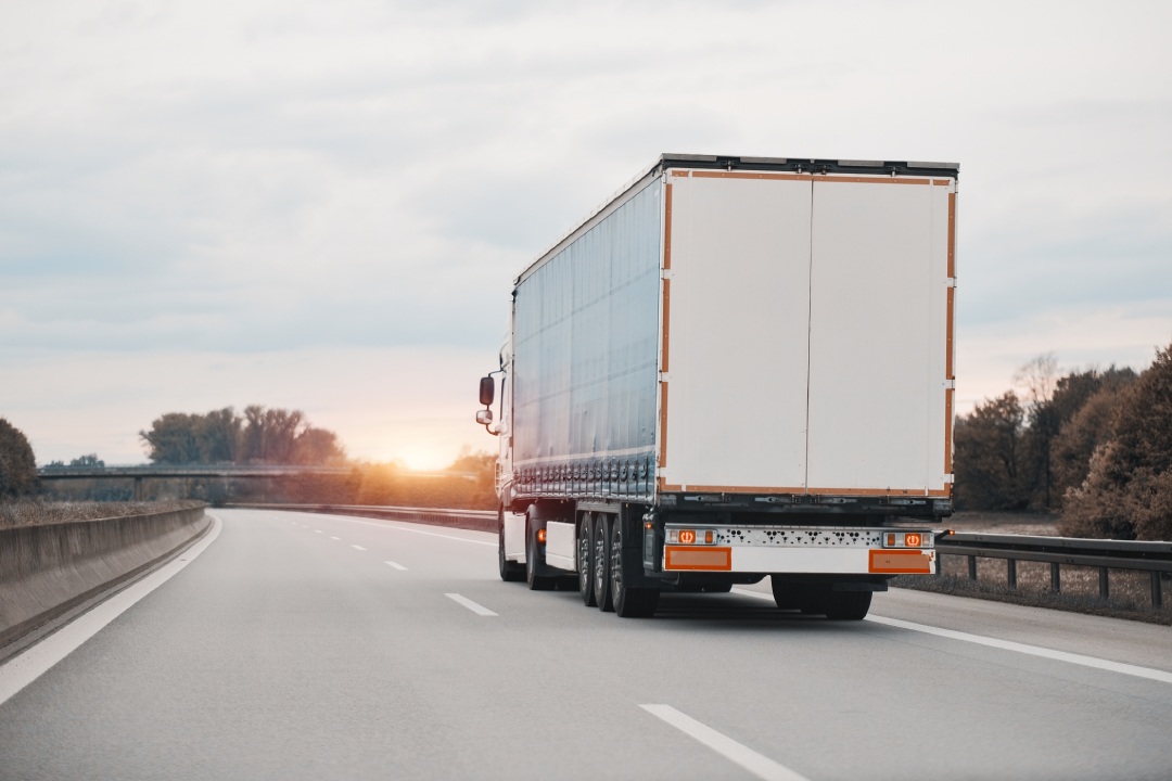 Logistics Shipping Cargo Truck On The Intercity Highway Motorway