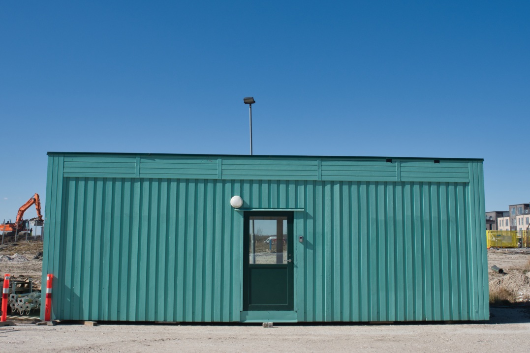 Turquoise construction site container in Denmark